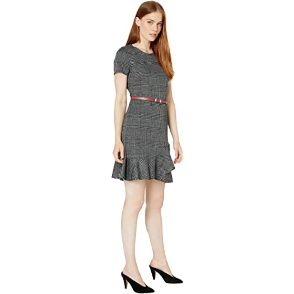 London Times gray black houndstooth dress …